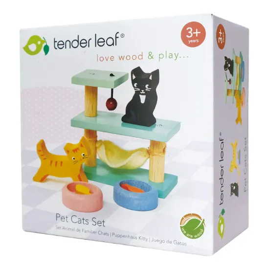 Imagen de JUEGO DE MADERA SET DE MASCOTAS GATOS