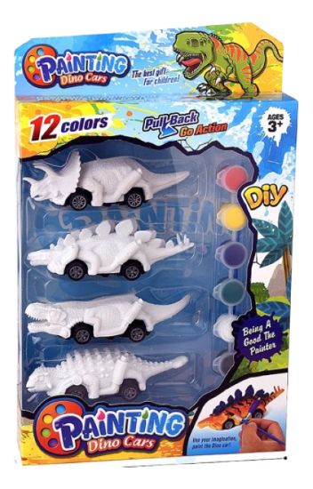 Imagen de Juguete Set Autitos Dino Cars Para Pintar Pincel Dinosaurio
