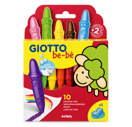 Imagen de Lapices cera giotto super bebe caja de 10 unidades colores surtidos + sacapuntas