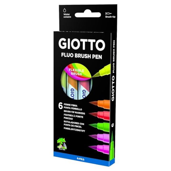 Imagen de Marcadores Punta Pincel | Flúo x 6 Giotto