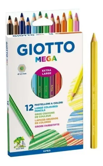 Imagen de Set De 12 Lapices De Colores Giotto Mega Mina De 5.5 Mm