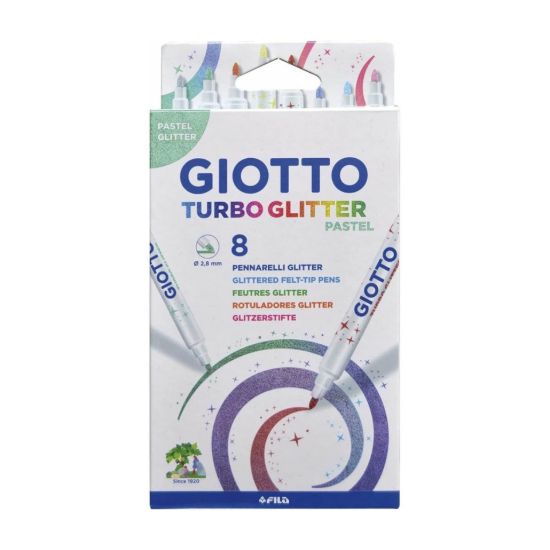 Imagen de Marcadores Turbo Glitter 8 colores Pasteles Giotto
