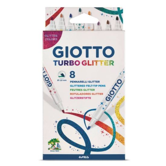 Imagen de Marcadores Turbo Glitter 8 colores Giotto