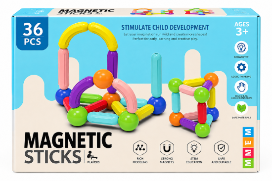 Imagen de Juego de Construcción Magnético Magnetic Sticks – 36 Piezas