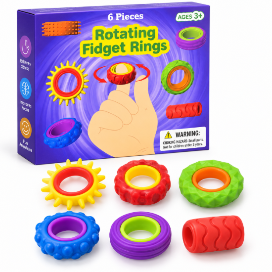 Imagen de Anillos Sensoriales Giratorios Fidget – 6 Piezas