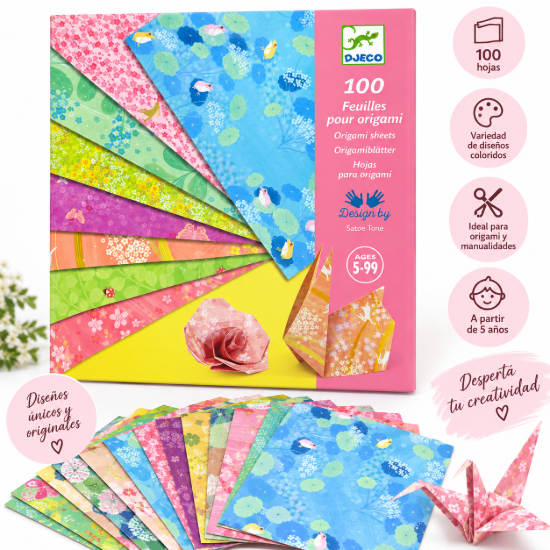 Imagen de Hojas para Origami Djeco – 100 unidades
