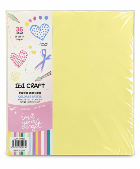 Imagen de Block de Papeles Especiales IBI Craft – Colores Pastel 36 hojas