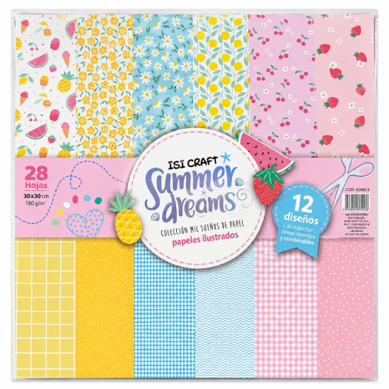 Imagen de Block de Papeles Ilustrados IBI Craft Summer Dreams 30x30 cm